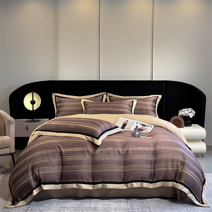 91家纺网 家纺一手货源 找家纺 （总）博纳家纺 2025新款双色宽边高级简奢款四件套-维多利亚