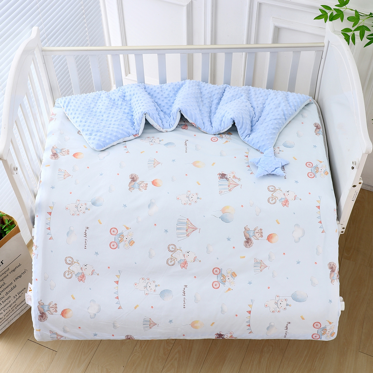 91家纺网 家纺一手货源 找家纺 悦织湾家纺 小海星款针织棉宝宝绒豆豆被被子被芯2025新款秋冬轻奢时尚单人床学生宿舍毛毯 童话镇