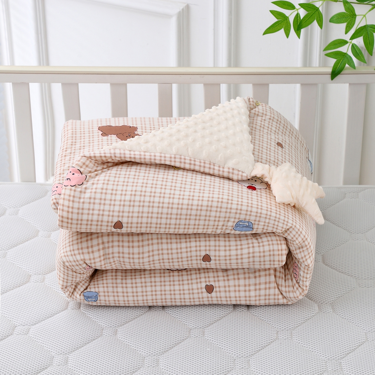 悦织湾家纺 小海星款针织棉宝宝绒豆豆被被子被芯2025新款秋冬轻奢时尚单人床学生宿舍毛毯 小狗卷卷