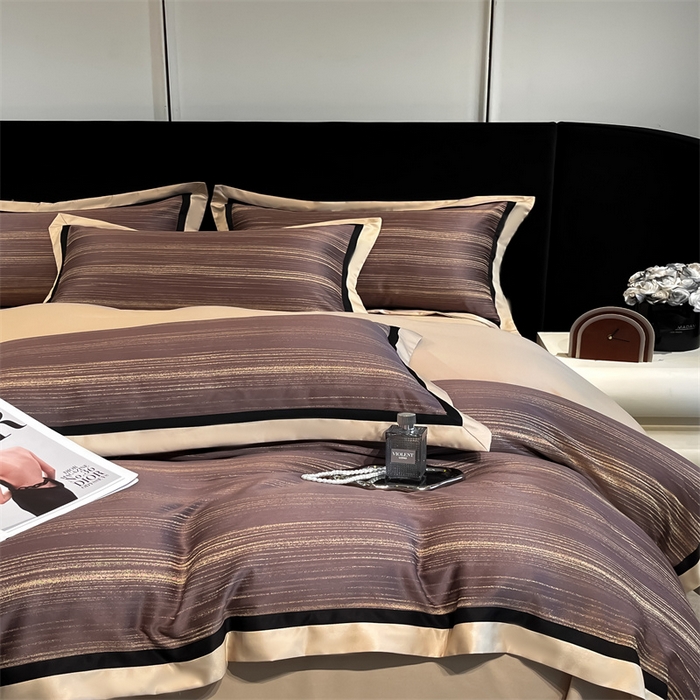 91家纺网 家纺一手货源 找家纺 （总）博纳家纺 2025新款双色宽边高级简奢款四件套-维多利亚