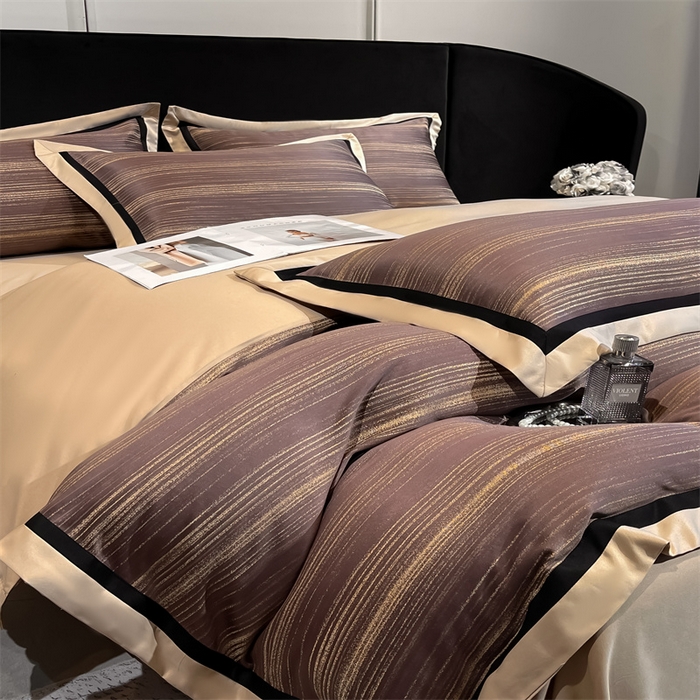 91家纺网 家纺一手货源 找家纺 （总）博纳家纺 2025新款双色宽边高级简奢款四件套-维多利亚