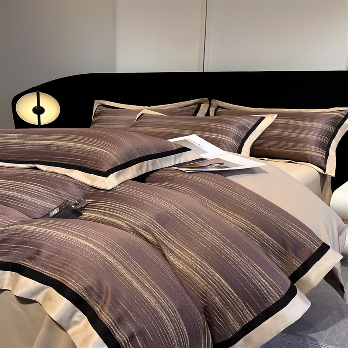 91家纺网 家纺一手货源 找家纺 （总）博纳家纺 2025新款双色宽边高级简奢款四件套-维多利亚