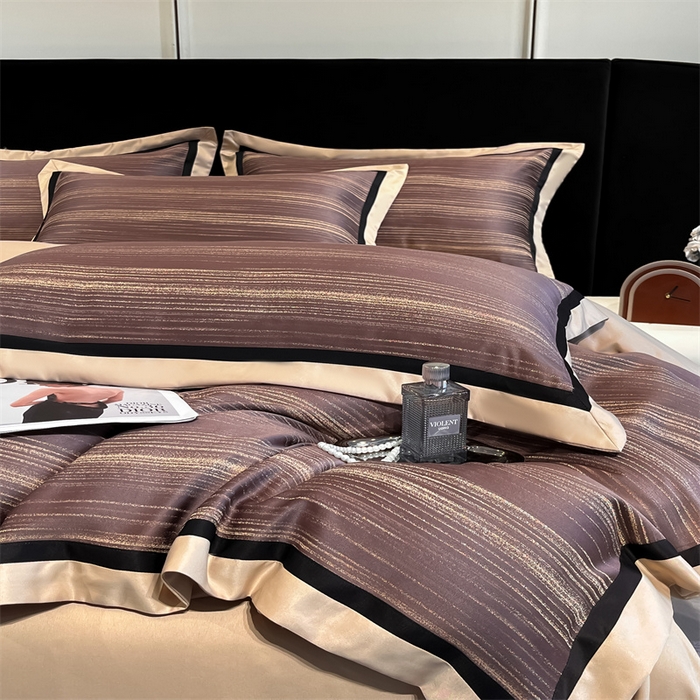 91家纺网 家纺一手货源 找家纺 （总）博纳家纺 2025新款双色宽边高级简奢款四件套-维多利亚