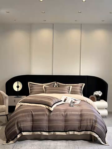 91家纺网 家纺一手货源 找家纺 （总）博纳家纺 2025新款双色宽边高级简奢款四件套-维多利亚