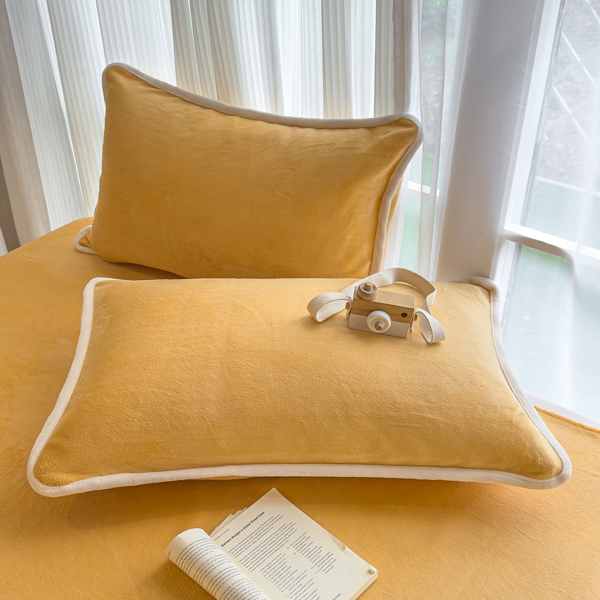 91家纺网 家纺一手货源 找家纺 N先生_2025新款牛奶绒纯色包边四件套 落日橘