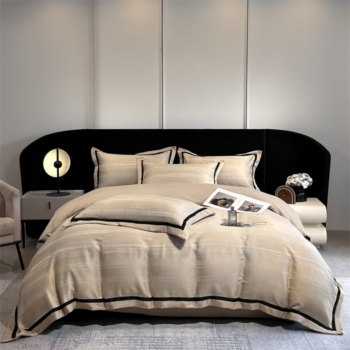 博纳家纺 2025新款双色宽边高级简奢款四件套-维多利亚 香槟