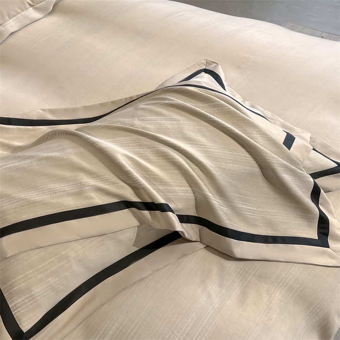 91家纺网 家纺一手货源 找家纺 博纳家纺 2025新款双色宽边高级简奢款四件套-维多利亚 香槟