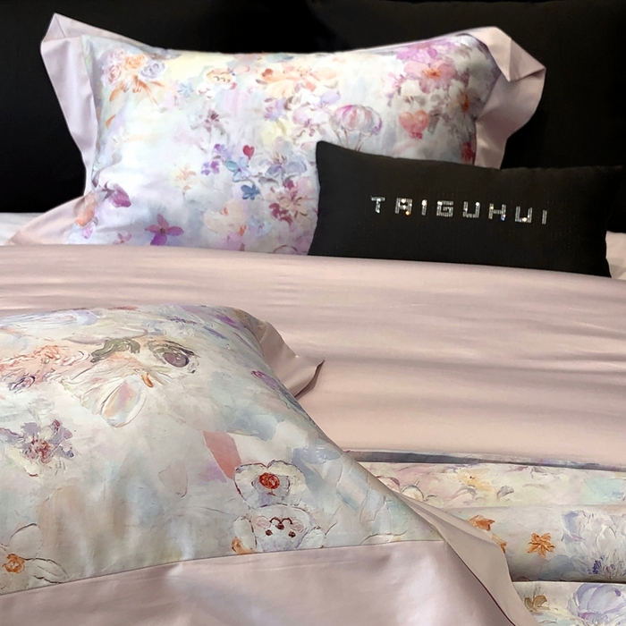 91家纺网 家纺一手货源 找家纺 太古汇家居 2025新款长绒棉纯棉活性丝光工艺数码印花四件套 童梦王国-紫