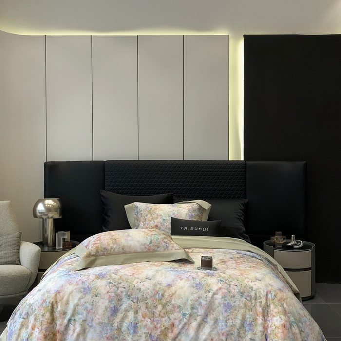 91家纺网 家纺一手货源 找家纺 太古汇家居 2025新款长绒棉纯棉活性丝光工艺数码印花四件套 苒晞-绿