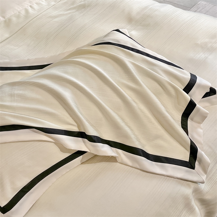 91家纺网 家纺一手货源 找家纺 博纳家纺 2025新款双色宽边高级简奢款四件套-维多利亚 象牙白