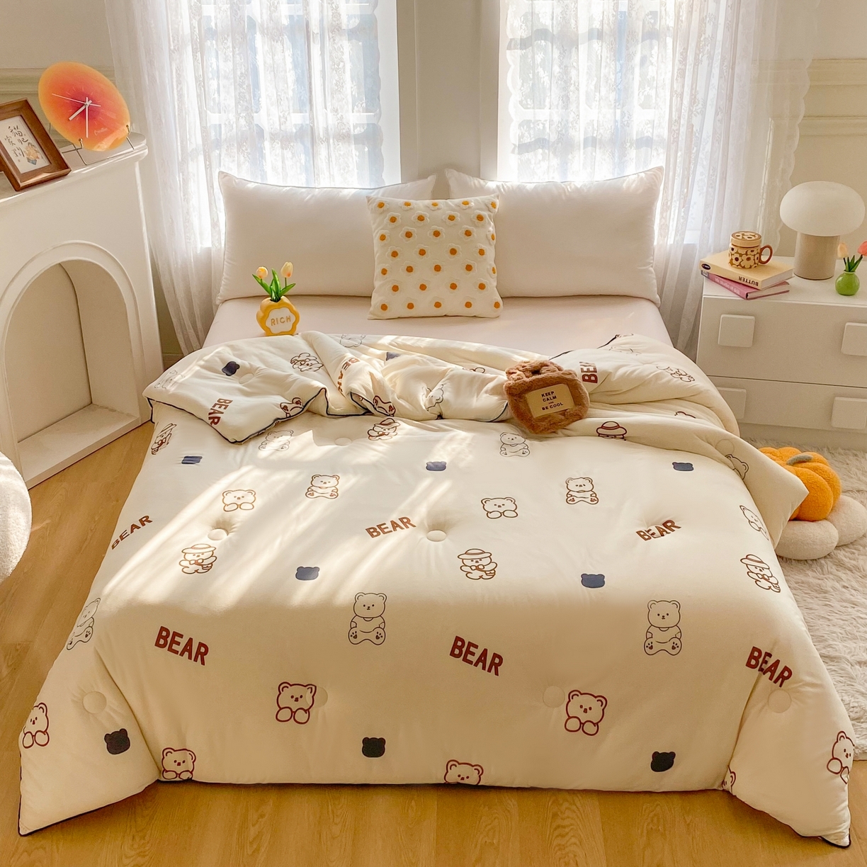 91家纺网 家纺一手货源 找家纺 小叮当家纺仓储工厂店 2025新款A类母婴级宝宝被子豆豆绒牛奶针织棉被子大豆被春秋被秋冬被婴童被夏凉被 牛奶针织被-大白熊