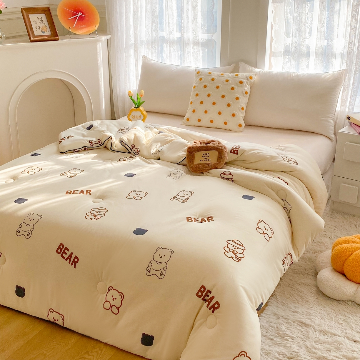 91家纺网 家纺一手货源 找家纺 小叮当家纺仓储工厂店 2025新款A类母婴级宝宝被子豆豆绒牛奶针织棉被子大豆被春秋被秋冬被婴童被夏凉被 牛奶针织被-大白熊