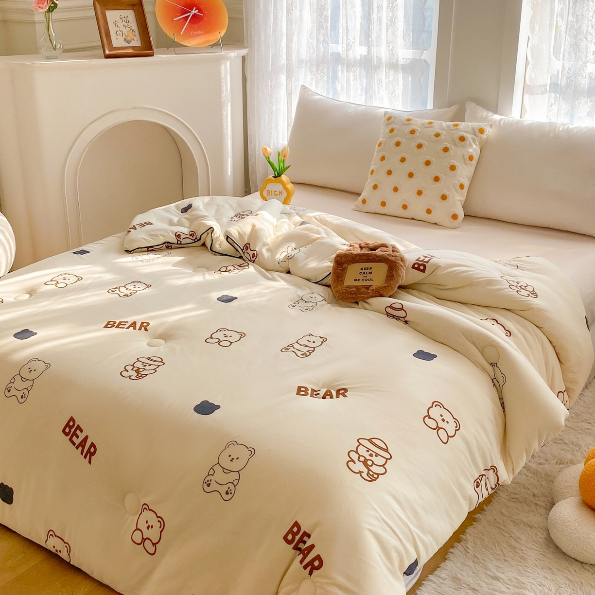 91家纺网 家纺一手货源 找家纺 小叮当家纺仓储工厂店 2025新款A类母婴级宝宝被子豆豆绒牛奶针织棉被子大豆被春秋被秋冬被婴童被夏凉被 牛奶针织被-大白熊