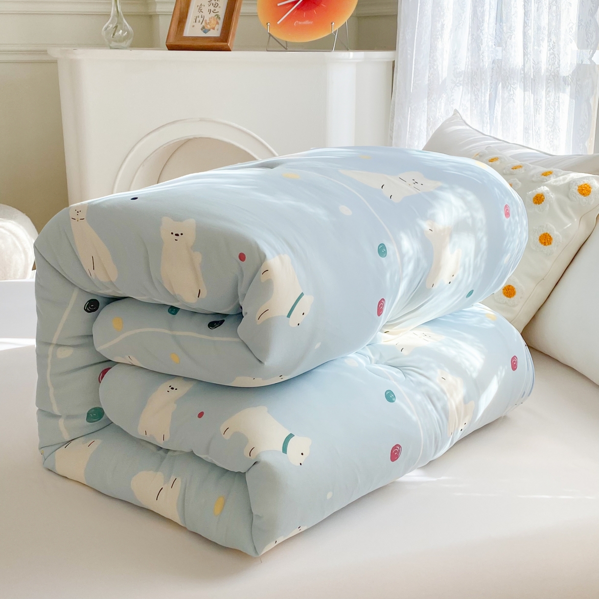 91家纺网 家纺一手货源 找家纺 小叮当家纺仓储工厂店 2025新款A类母婴级宝宝被子豆豆绒牛奶针织棉被子大豆被春秋被秋冬被婴童被夏凉被 牛奶针织被-嗨皮狗