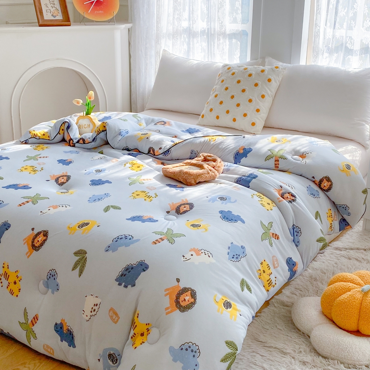 91家纺网 家纺一手货源 找家纺 小叮当家纺仓储工厂店 2025新款A类母婴级宝宝被子豆豆绒牛奶针织棉被子大豆被春秋被秋冬被婴童被夏凉被 牛奶针织被-海岛乐园