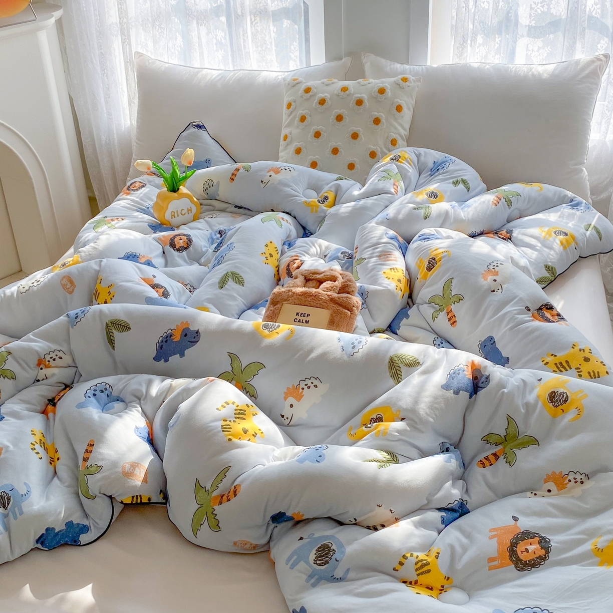 91家纺网 家纺一手货源 找家纺 小叮当家纺仓储工厂店 2025新款A类母婴级宝宝被子豆豆绒牛奶针织棉被子大豆被春秋被秋冬被婴童被夏凉被 牛奶针织被-海岛乐园