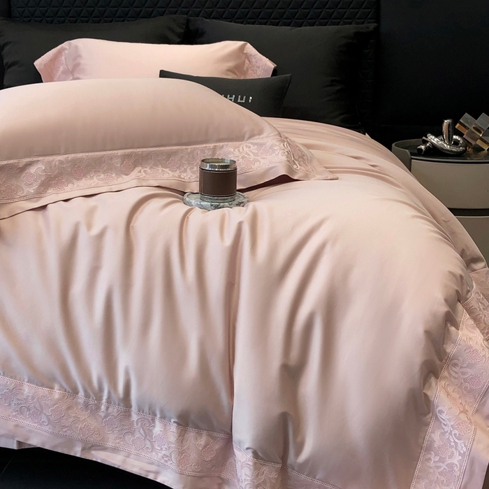 91家纺网 家纺一手货源 找家纺 太古汇家居 2025新款长绒棉纯棉打孔镂空四件套-赫莲娜 赫莲娜-邂逅粉