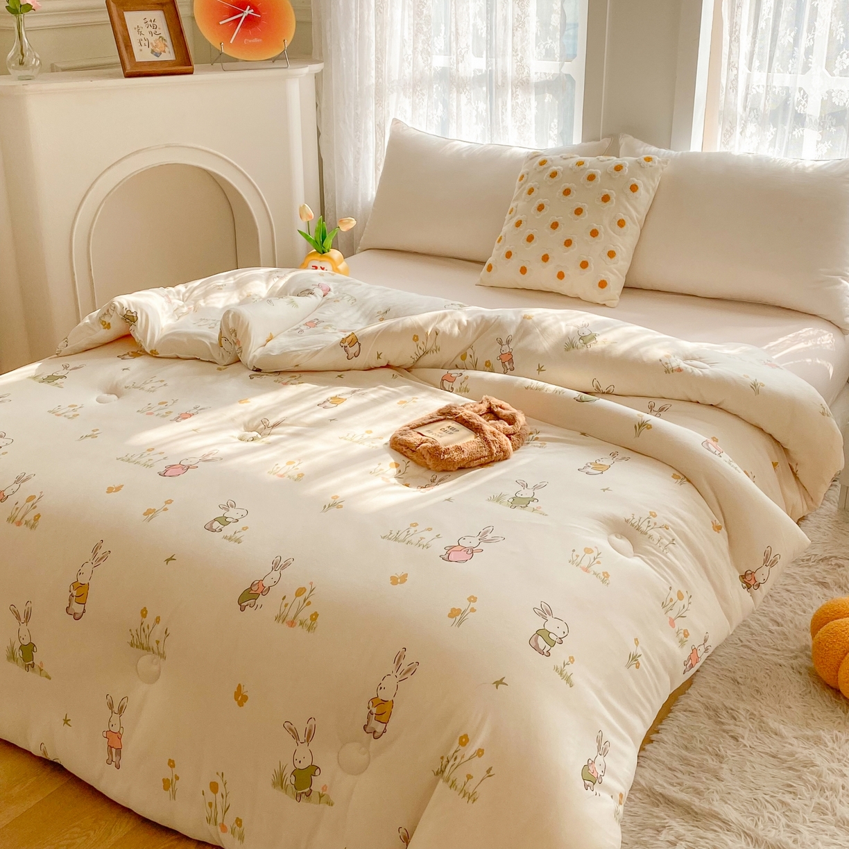 91家纺网 家纺一手货源 找家纺 小叮当家纺仓储工厂店 2025新款A类母婴级宝宝被子豆豆绒牛奶针织棉被子大豆被春秋被秋冬被婴童被夏凉被 牛奶针织被-花丛小兔