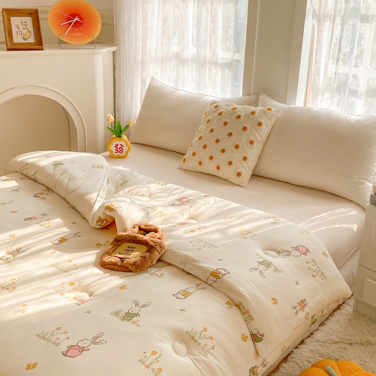 91家纺网 家纺一手货源 找家纺 小叮当家纺仓储工厂店 2025新款A类母婴级宝宝被子豆豆绒牛奶针织棉被子大豆被春秋被秋冬被婴童被夏凉被 牛奶针织被-花丛小兔