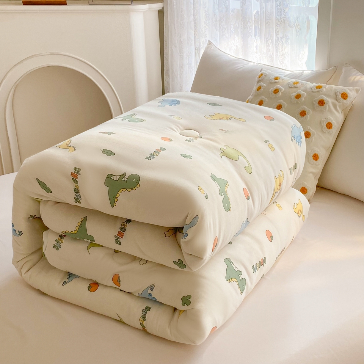 91家纺网 家纺一手货源 找家纺 小叮当家纺仓储工厂店 2025新款A类母婴级宝宝被子豆豆绒牛奶针织棉被子大豆被春秋被秋冬被婴童被夏凉被 牛奶针织被-卡通小恐龙