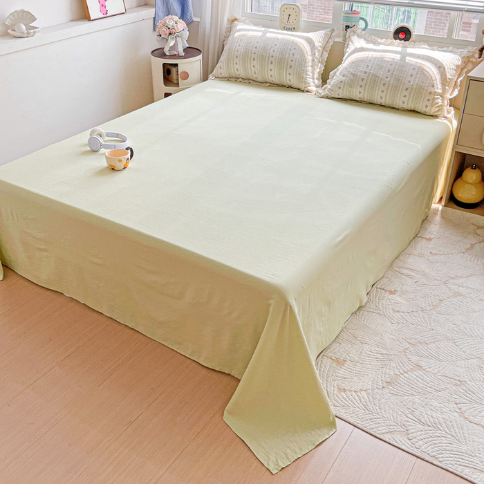 91家纺网 家纺一手货源 找家纺 （总）梦纤绒 2025新款云感木棉皱皱双层纱全棉花边四件套