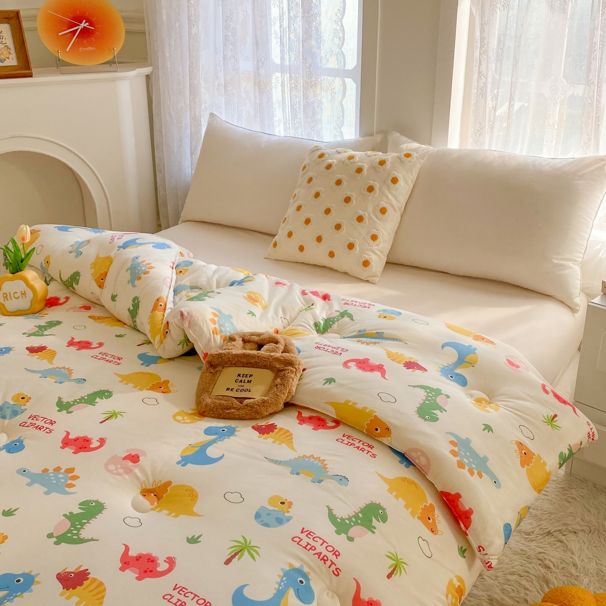 91家纺网 家纺一手货源 找家纺 小叮当家纺仓储工厂店 2025新款A类母婴级宝宝被子豆豆绒牛奶针织棉被子大豆被春秋被秋冬被婴童被夏凉被 牛奶针织被-恐龙萌游记