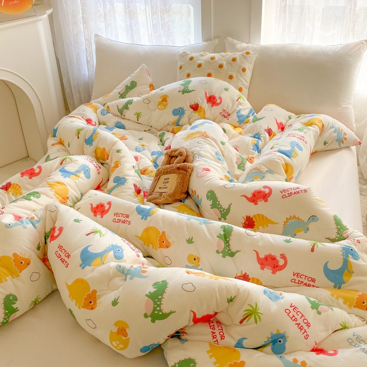 91家纺网 家纺一手货源 找家纺 小叮当家纺仓储工厂店 2025新款A类母婴级宝宝被子豆豆绒牛奶针织棉被子大豆被春秋被秋冬被婴童被夏凉被 牛奶针织被-恐龙萌游记