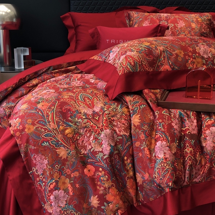 91家纺网 家纺一手货源 找家纺 （总）太古汇家居 2025新款长绒棉纯棉活性丝光工艺婚庆款数码印花四件套