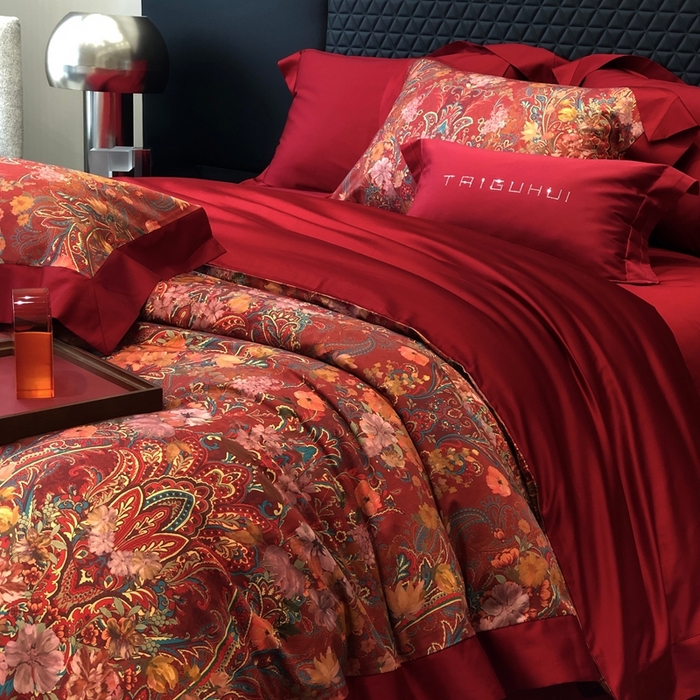 91家纺网 家纺一手货源 找家纺 （总）太古汇家居 2025新款长绒棉纯棉活性丝光工艺婚庆款数码印花四件套