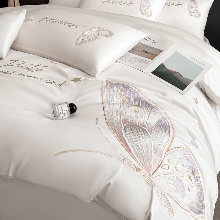 91家纺网 家纺一手货源 找家纺 （总）博纳家纺 2025新款纯棉绣花四件套-蝶舞飞扬