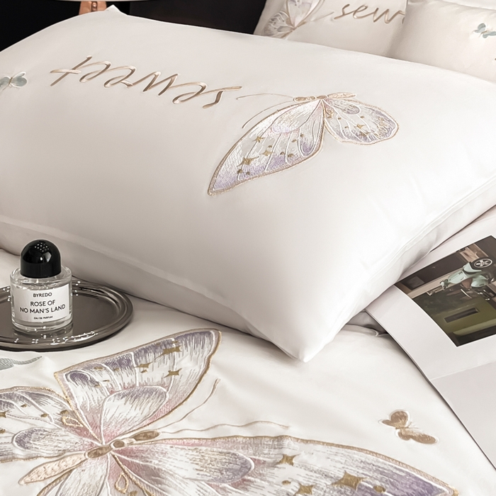 91家纺网 家纺一手货源 找家纺 （总）博纳家纺 2025新款纯棉绣花四件套-蝶舞飞扬