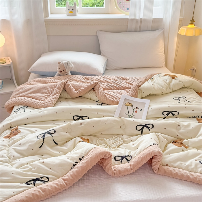 91家纺网 家纺一手货源 找家纺 （总）默忆 2025新款全棉豆豆绒被子豆豆被冬被被芯