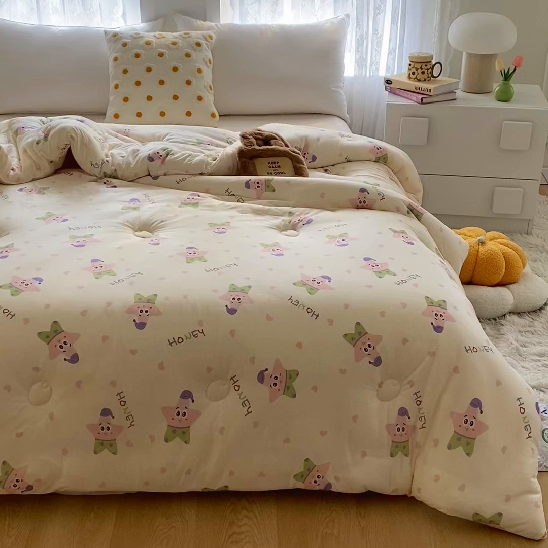 91家纺网 家纺一手货源 找家纺 小叮当家纺仓储工厂店 2025新款A类母婴级宝宝被子豆豆绒牛奶针织棉被子大豆被春秋被秋冬被婴童被夏凉被 牛奶针织被-快乐海星
