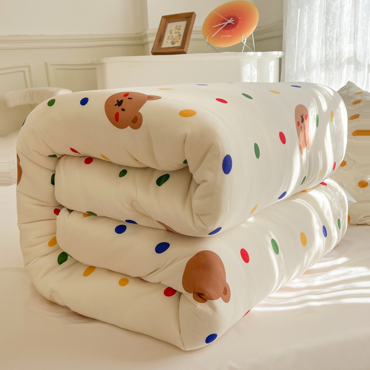91家纺网 家纺一手货源 找家纺 小叮当家纺仓储工厂店 2025新款A类母婴级宝宝被子豆豆绒牛奶针织棉被子大豆被春秋被秋冬被婴童被夏凉被 牛奶针织被-米洛熊
