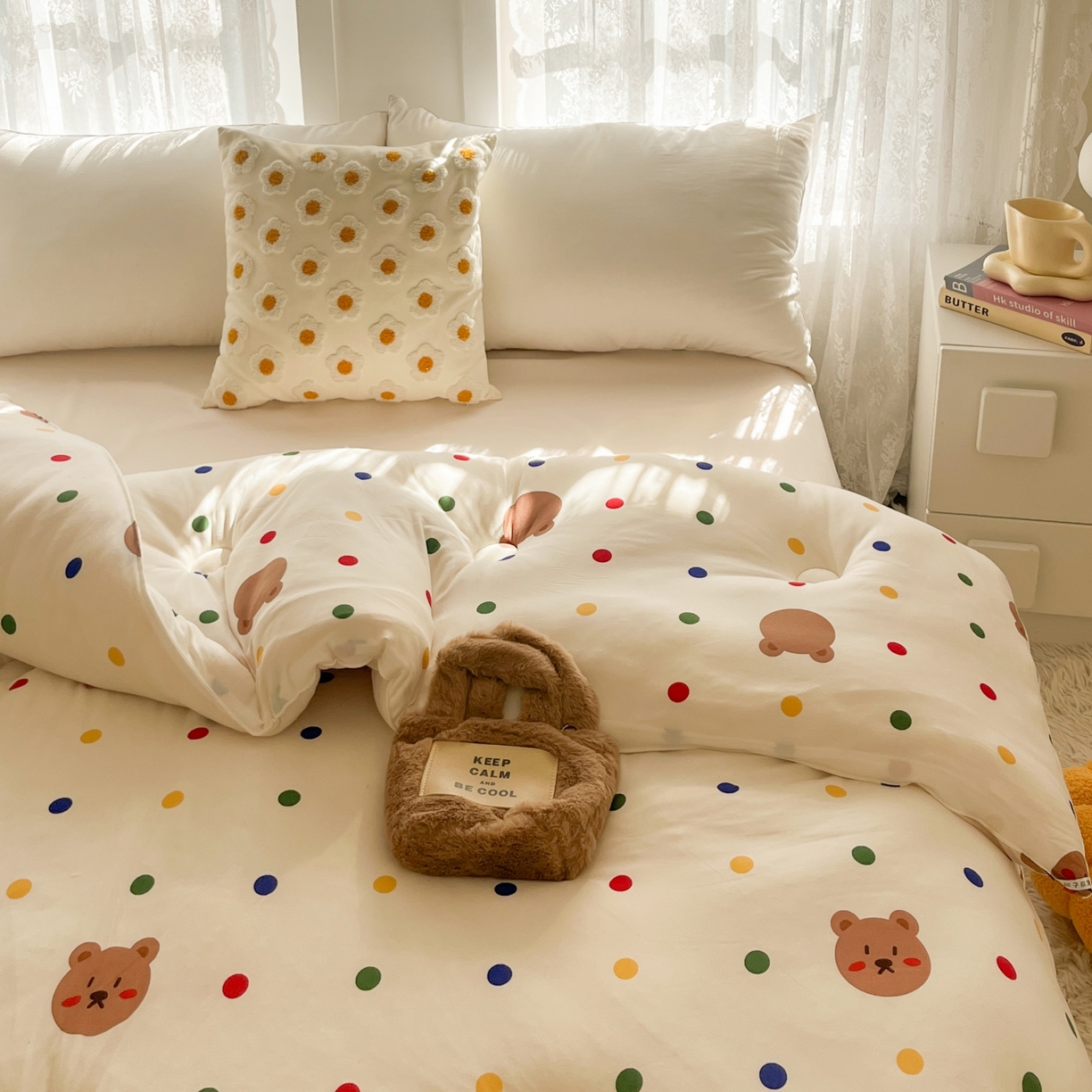 91家纺网 家纺一手货源 找家纺 小叮当家纺仓储工厂店 2025新款A类母婴级宝宝被子豆豆绒牛奶针织棉被子大豆被春秋被秋冬被婴童被夏凉被 牛奶针织被-米洛熊