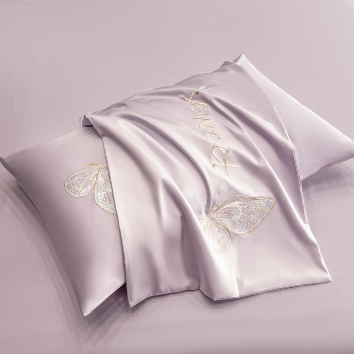 91家纺网 家纺一手货源 找家纺 博纳家纺 2025新款纯棉绣花四件套-蝶舞飞扬 优雅紫