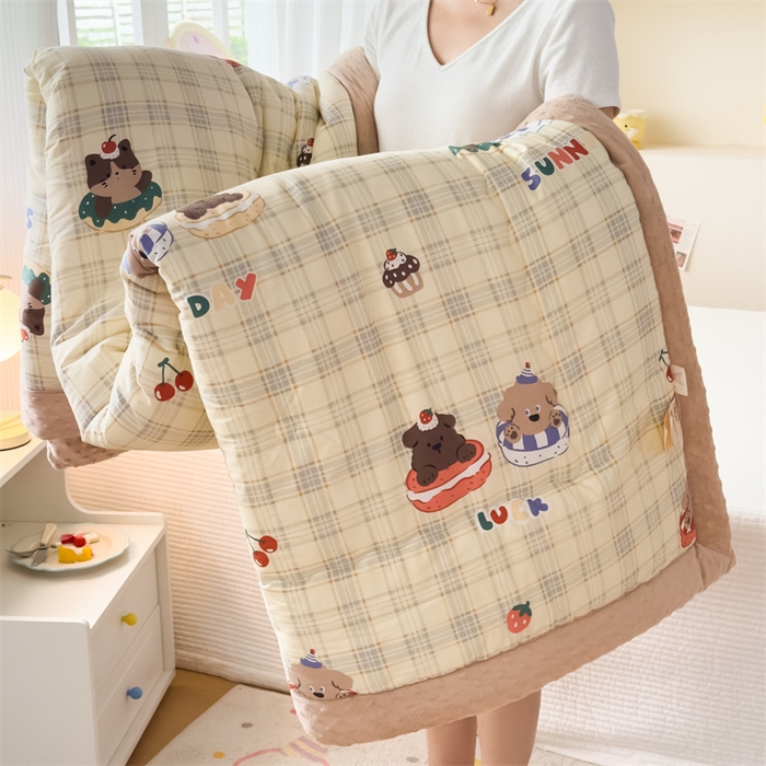 91家纺网 家纺一手货源 找家纺 默忆 2025新款全棉豆豆绒被子豆豆被冬被被芯 蛋糕小狗