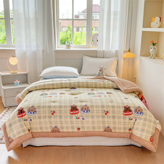 91家纺网 家纺一手货源 找家纺 默忆 2025新款全棉豆豆绒被子豆豆被冬被被芯 蛋糕小狗