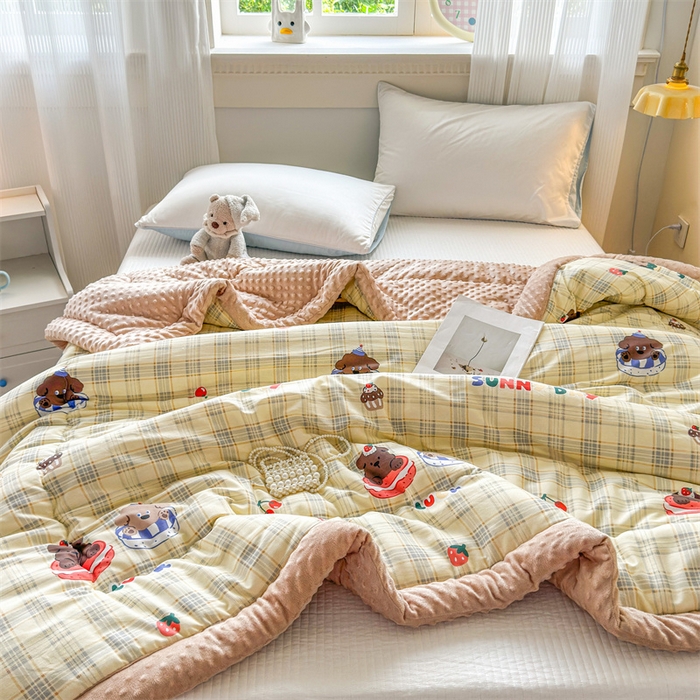 91家纺网 家纺一手货源 找家纺 默忆 2025新款全棉豆豆绒被子豆豆被冬被被芯 蛋糕小狗