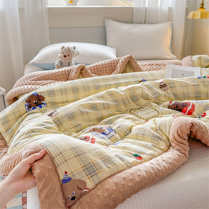 91家纺网 家纺一手货源 找家纺 默忆 2025新款全棉豆豆绒被子豆豆被冬被被芯 蛋糕小狗