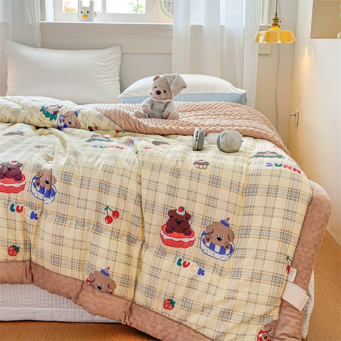 91家纺网 家纺一手货源 找家纺 默忆 2025新款全棉豆豆绒被子豆豆被冬被被芯 蛋糕小狗