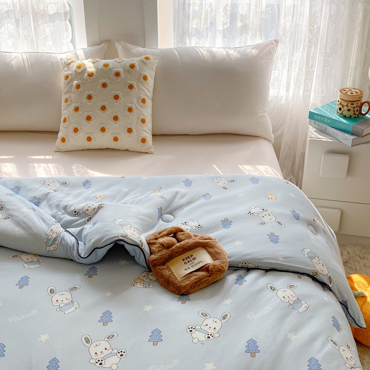 91家纺网 家纺一手货源 找家纺 小叮当家纺仓储工厂店 2025新款A类母婴级宝宝被子豆豆绒牛奶针织棉被子大豆被春秋被秋冬被婴童被夏凉被 牛奶针织被-帕恰狗蓝