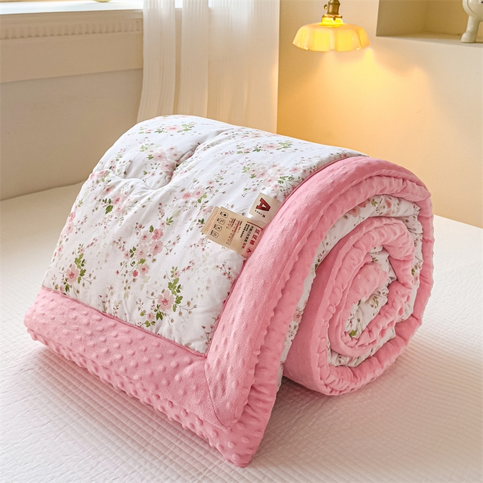 91家纺网 家纺一手货源 找家纺 默忆 2025新款全棉豆豆绒被子豆豆被冬被被芯 花间漫舞