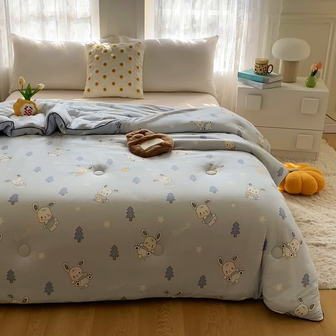 91家纺网 家纺一手货源 找家纺 小叮当家纺仓储工厂店 2025新款A类母婴级宝宝被子豆豆绒牛奶针织棉被子大豆被春秋被秋冬被婴童被夏凉被 牛奶针织被-帕恰狗蓝