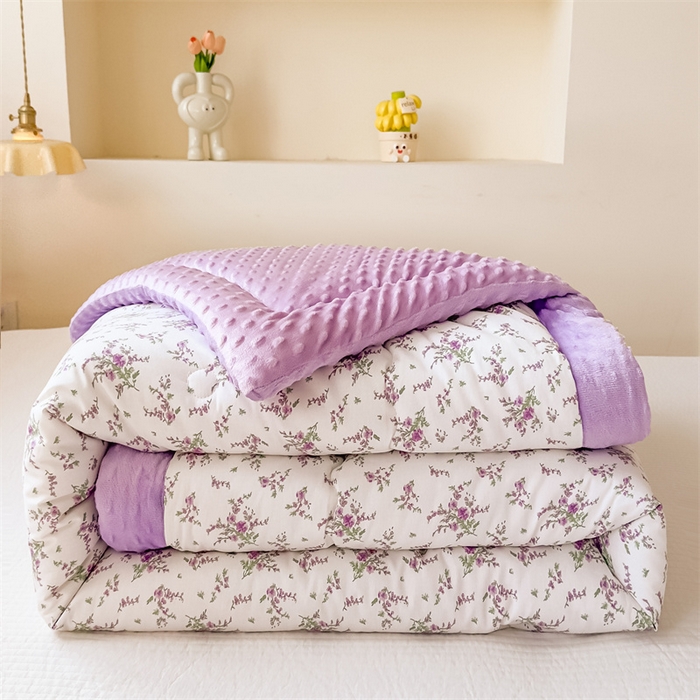 91家纺网 家纺一手货源 找家纺 默忆 2025新款全棉豆豆绒被子豆豆被冬被被芯 花香怡人