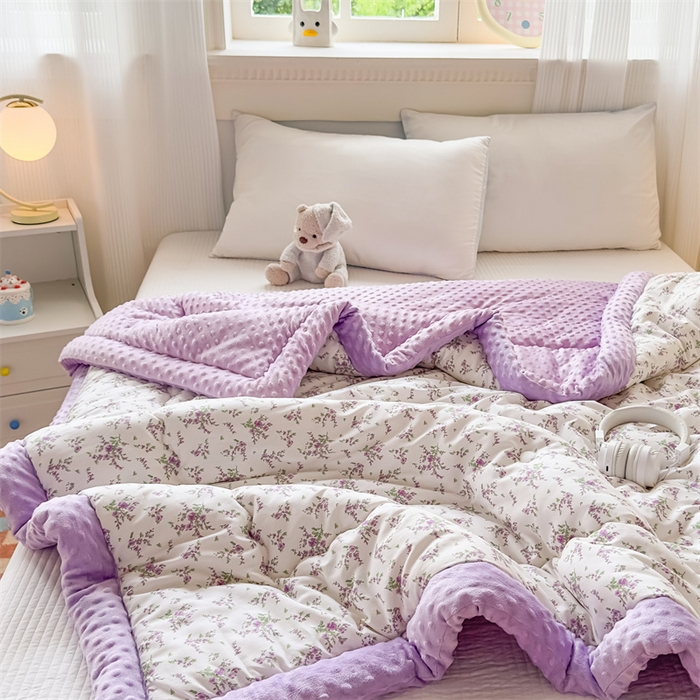 91家纺网 家纺一手货源 找家纺 默忆 2025新款全棉豆豆绒被子豆豆被冬被被芯 花香怡人