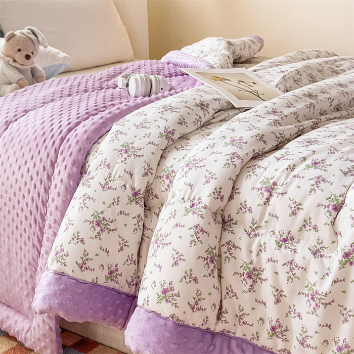 91家纺网 家纺一手货源 找家纺 默忆 2025新款全棉豆豆绒被子豆豆被冬被被芯 花香怡人