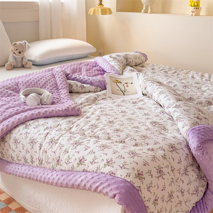 91家纺网 家纺一手货源 找家纺 默忆 2025新款全棉豆豆绒被子豆豆被冬被被芯 花香怡人