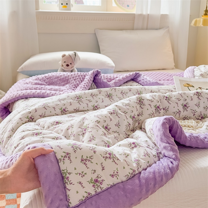 91家纺网 家纺一手货源 找家纺 默忆 2025新款全棉豆豆绒被子豆豆被冬被被芯 花香怡人