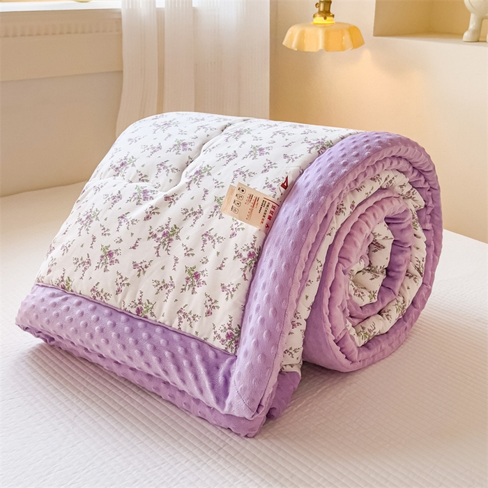 91家纺网 家纺一手货源 找家纺 默忆 2025新款全棉豆豆绒被子豆豆被冬被被芯 花香怡人